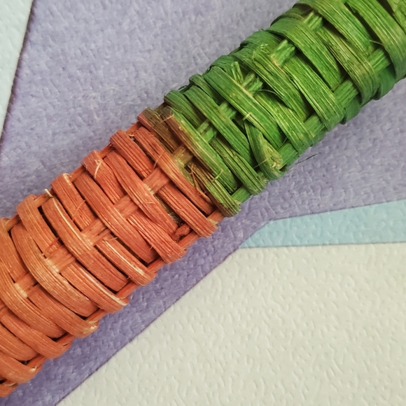 Anthropologie Boho Colorblock Woven Rattan Gold Bottle Opener Barware Preppy NWT - Picture 7 of 13